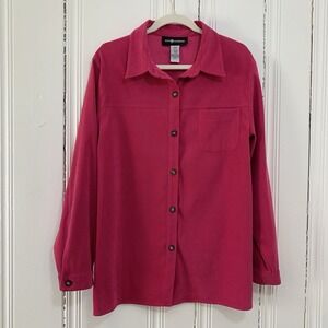 Sag Harbor Women's Magenta Pink Long Sleeve Stretch Velour Blouse Top Size‎ 16